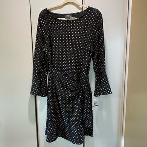 Woman’s ECI dress. Never worn, with tags. Black metallic/gold metallic dots.